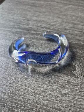 Blue Clear Glass Cuff Bracelet Murano?